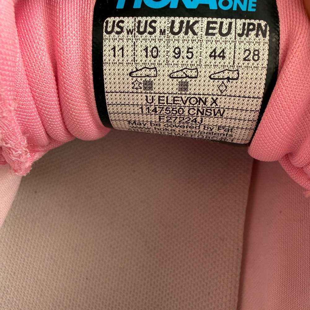Hoka women size 11  men size 10 Elevon X Light Pink Athletic Shoes - Picture 9 of 9